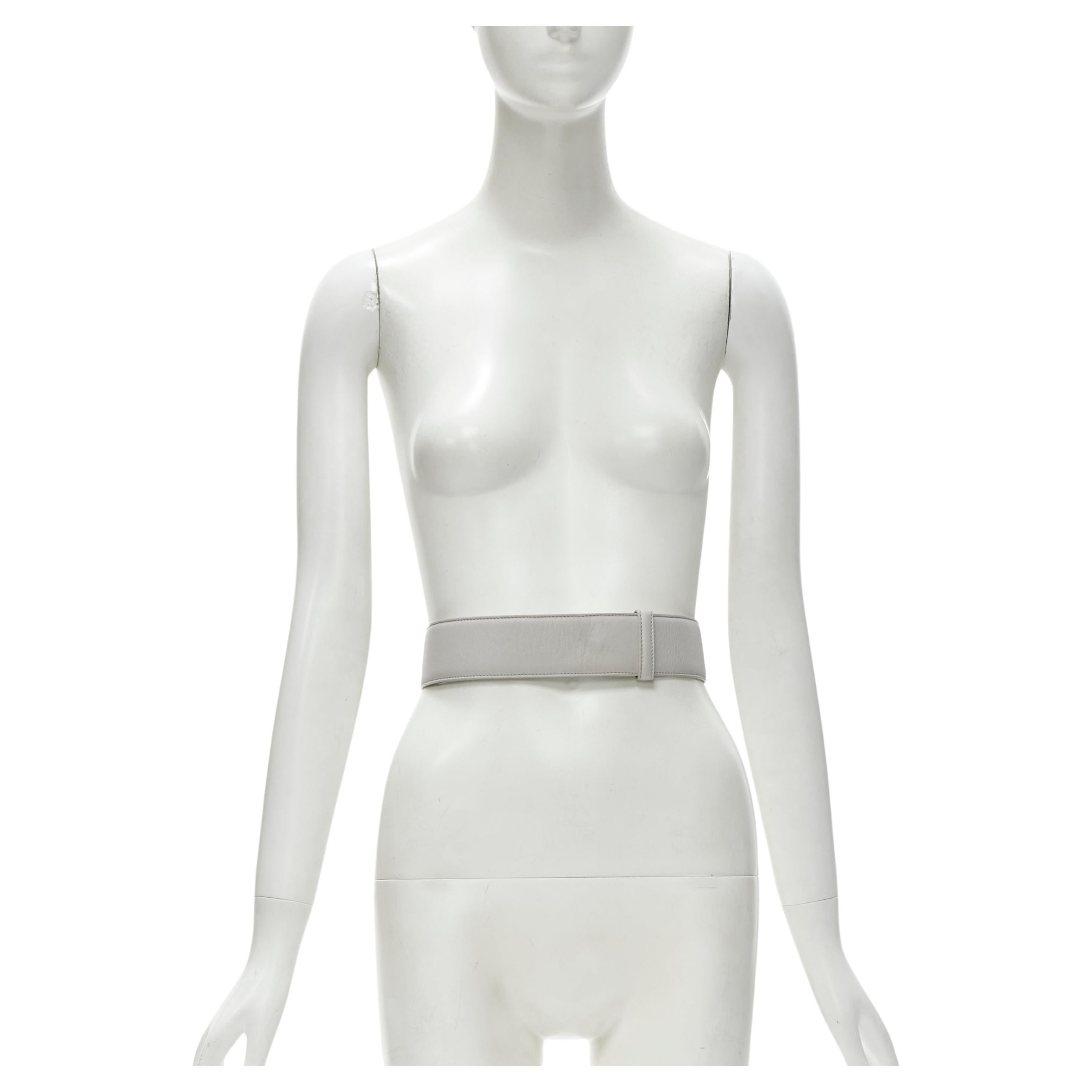 JIL SANDER light grey minimalist wide leather waist belt 75cm For