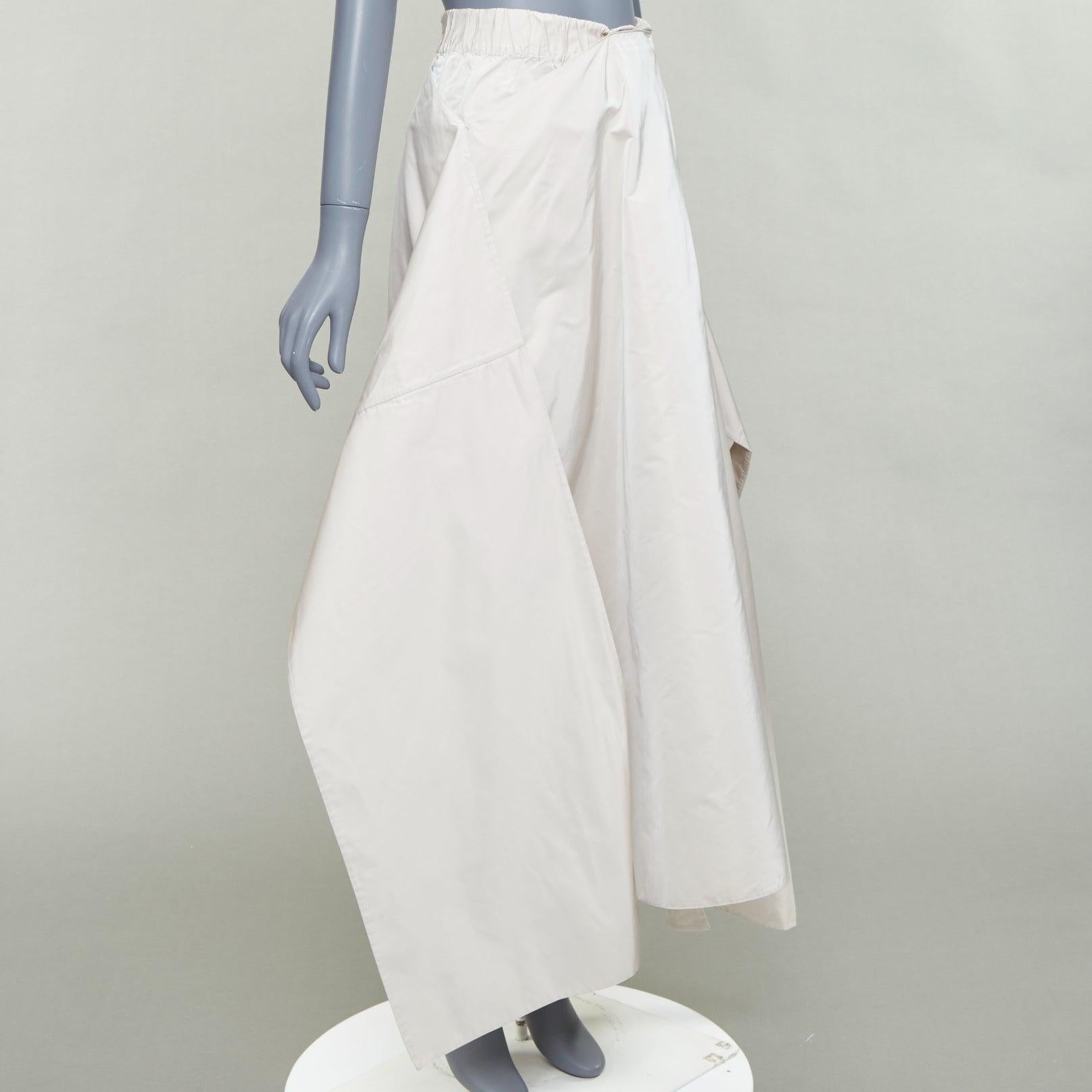 JIL SANDER light grey shiny taffeta 3D deconstructed A-line midi skirt FR34 XS Gris en venta