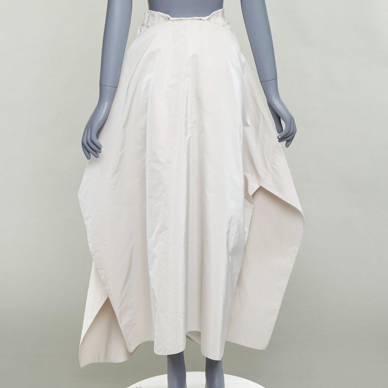 De las mujeres JIL SANDER light grey shiny taffeta 3D deconstructed A-line midi skirt FR34 XS en venta