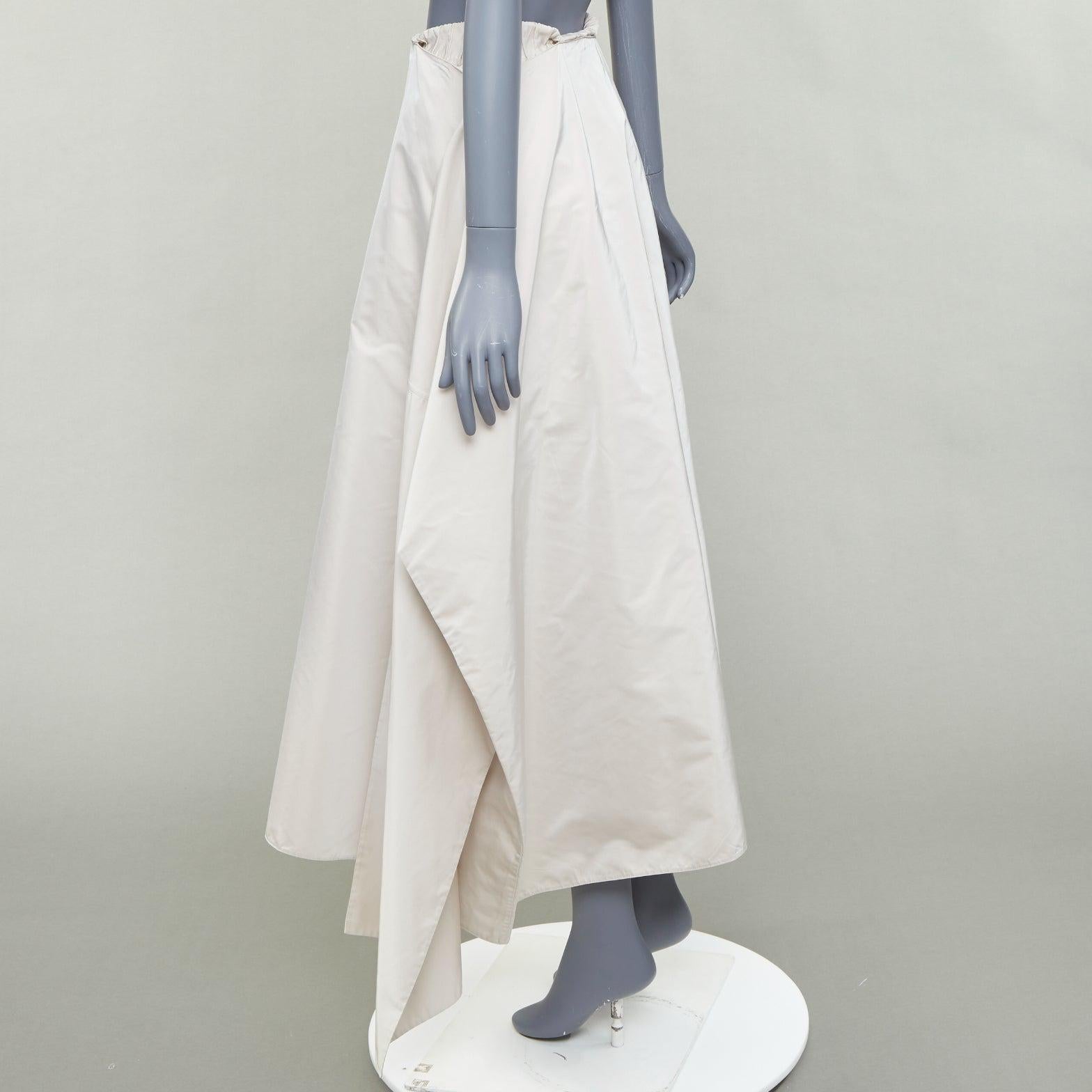 JIL SANDER light grey shiny taffeta 3D deconstructed A-line midi skirt FR34 XS en venta 1
