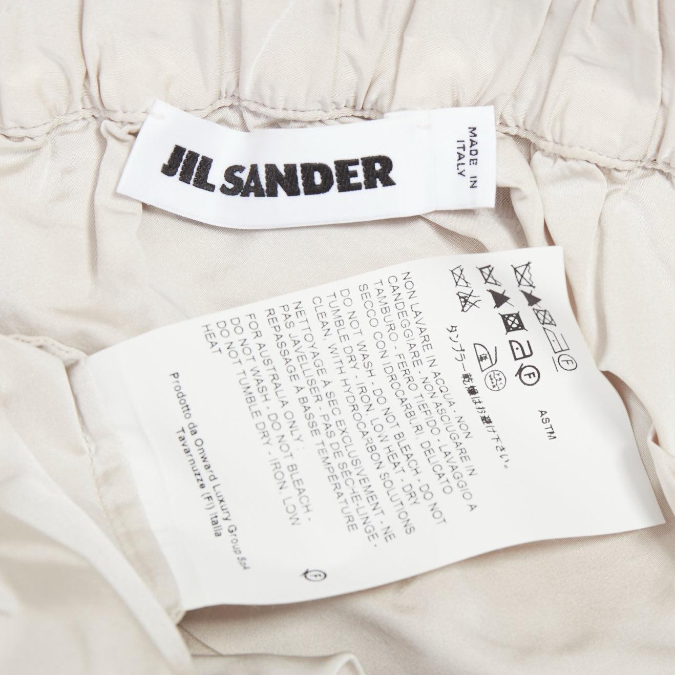 JIL SANDER light grey shiny taffeta 3D deconstructed A-line midi skirt FR34 XS en venta 3
