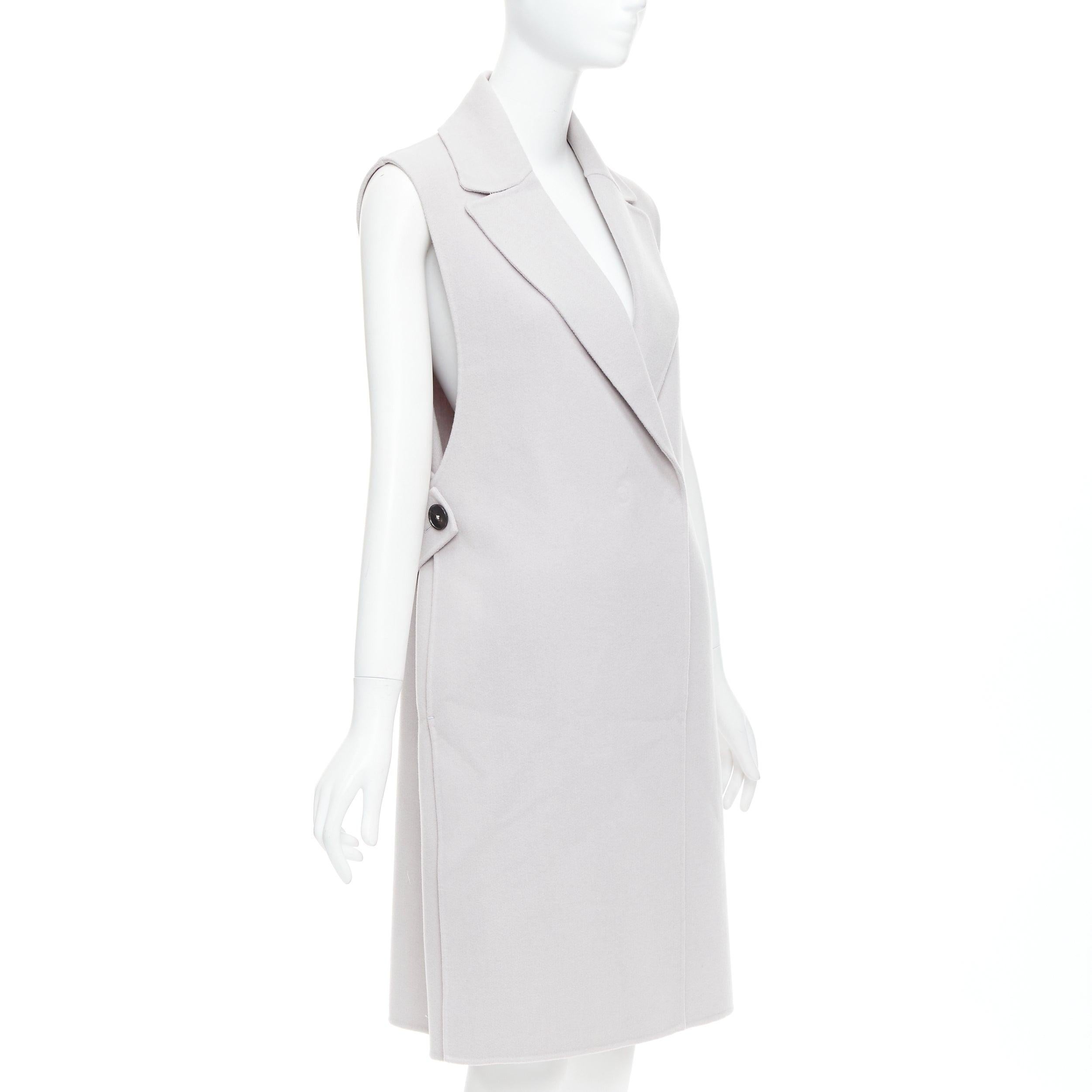 JIL SANDER light grey wool blend double breasted vest coat FR34 XS In Good Condition For Sale In Hong Kong, NT