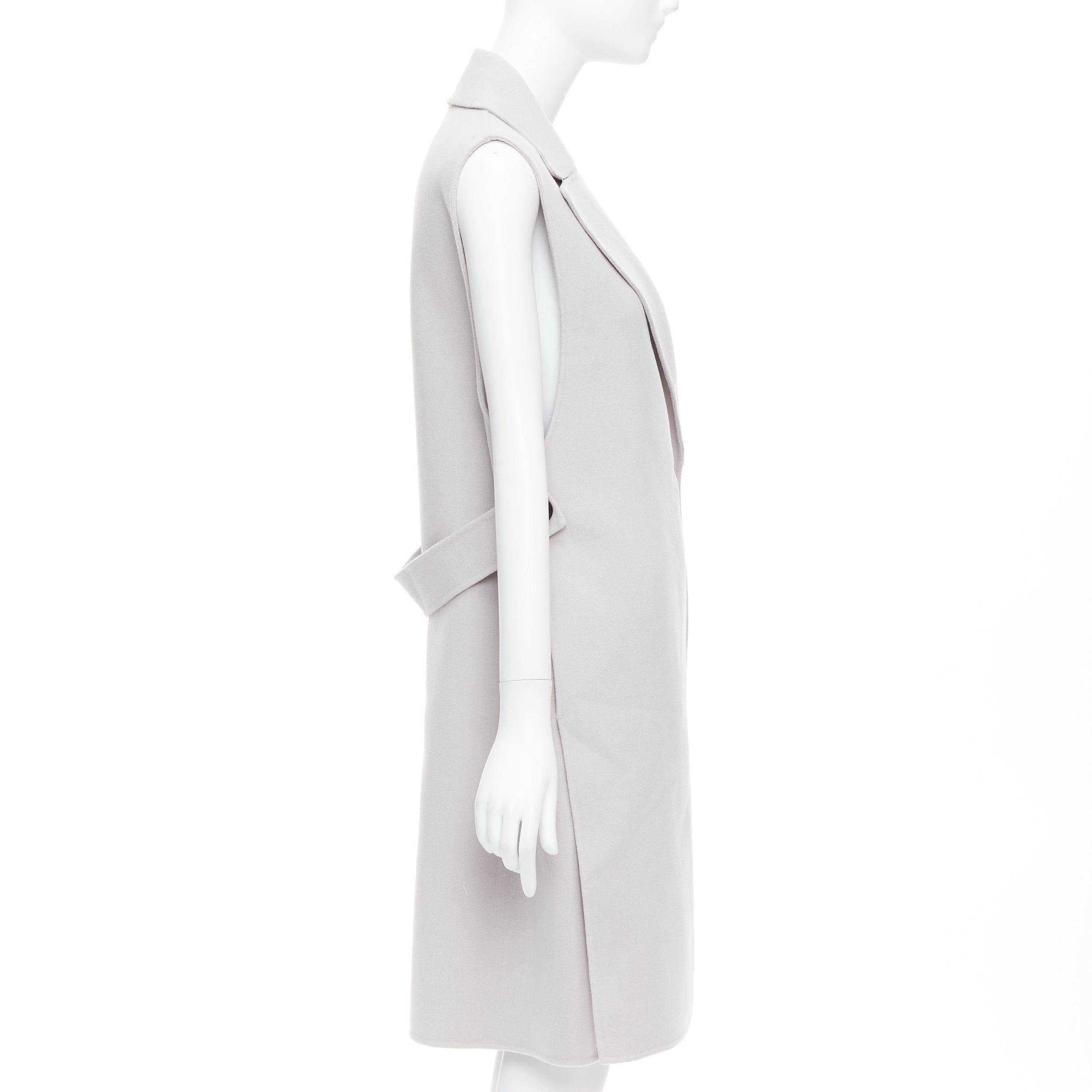 Women's JIL SANDER light grey wool blend double breasted vest coat FR34 XS For Sale