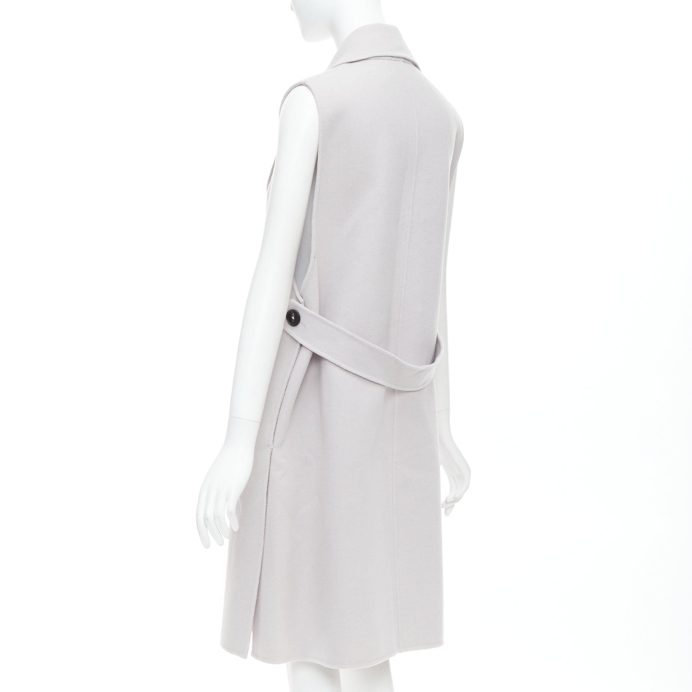 JIL SANDER light grey wool blend double breasted vest coat FR34 XS For Sale 2