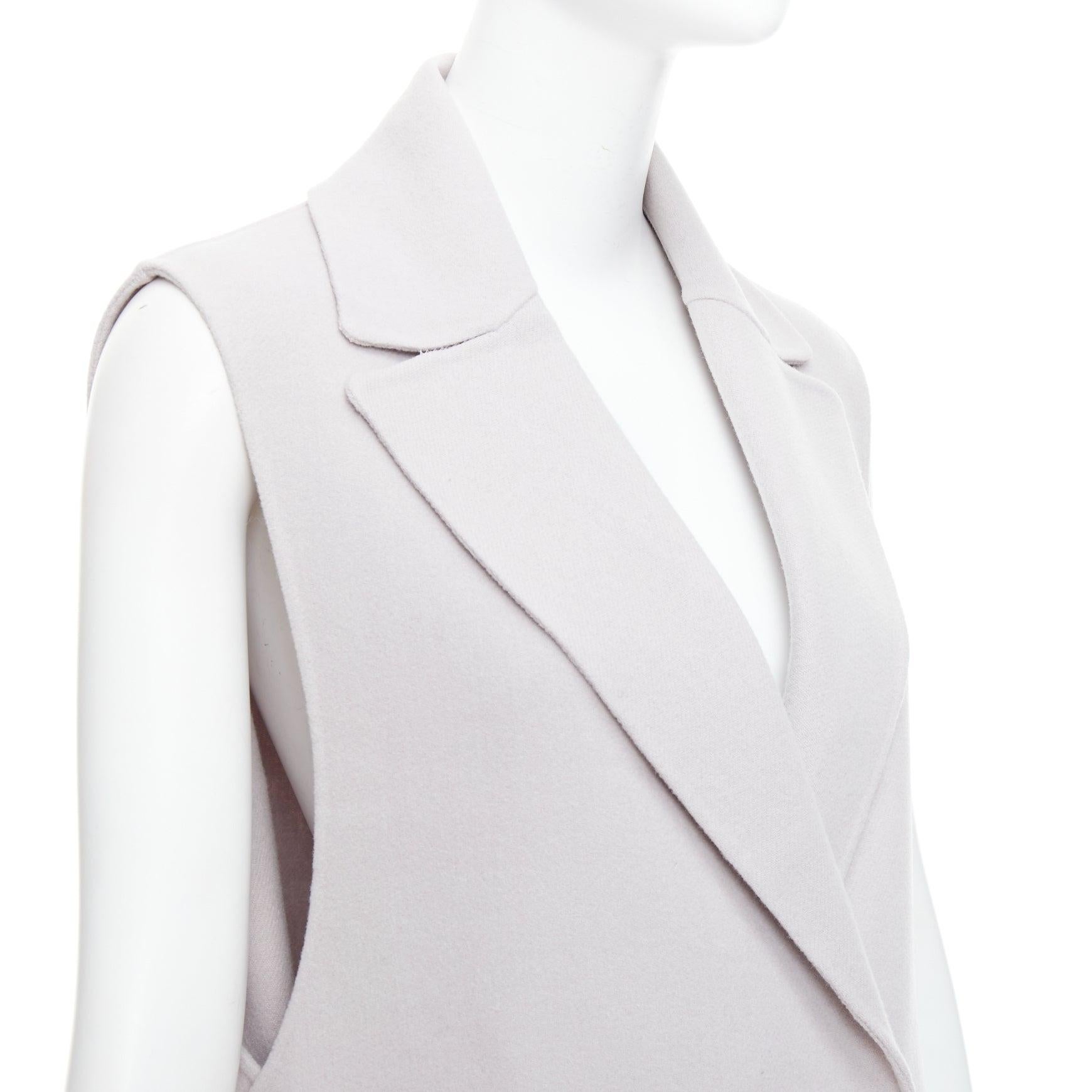 JIL SANDER light grey wool blend double breasted vest coat FR34 XS For Sale 3