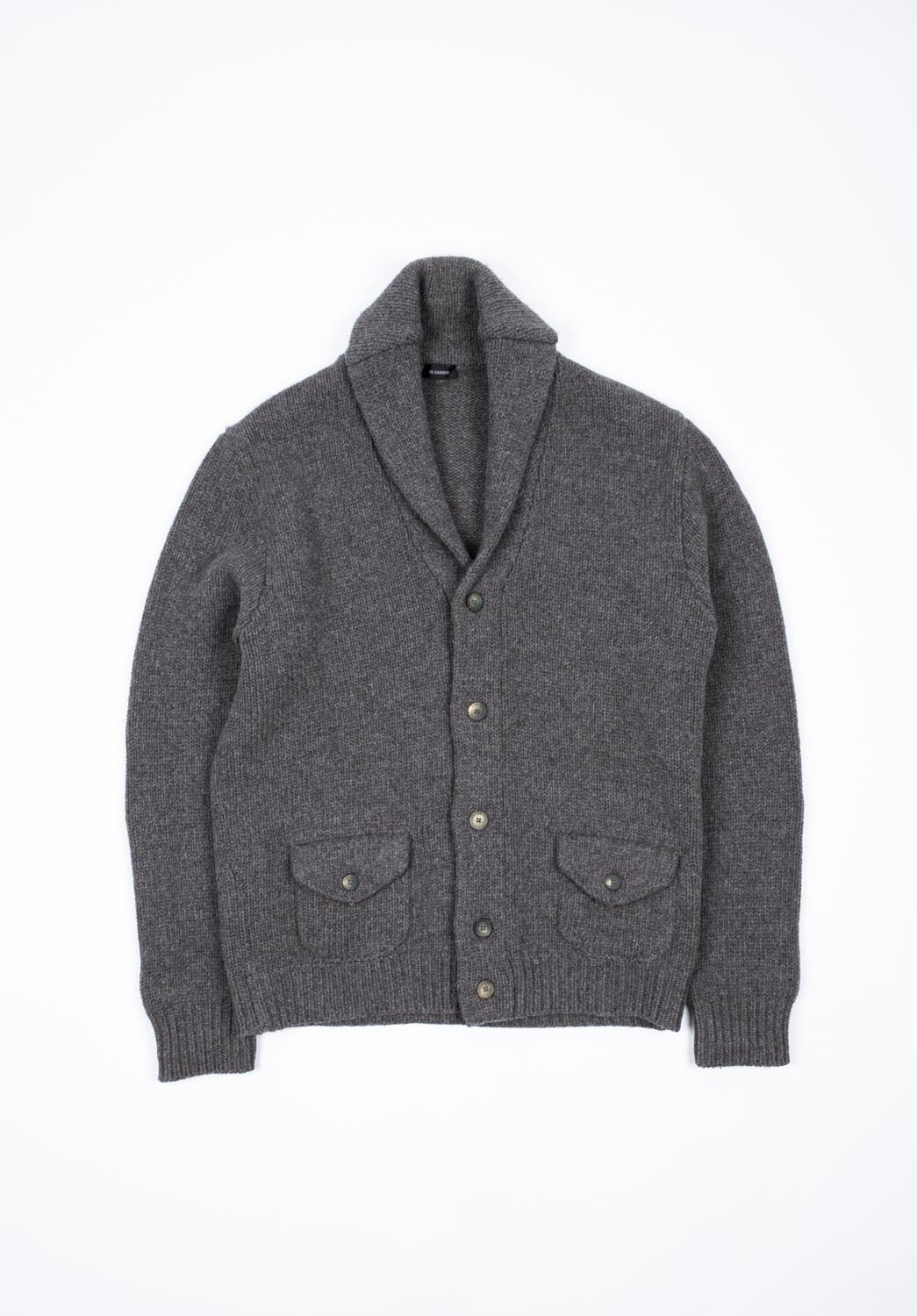 Jil Sander Men Sweater Cardigan Thick Wool Shawl Size ITA54-L, S1300