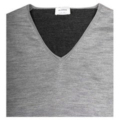 Jil Sander Men's V-Neck Sweater M Circa 2010 Grey Wool Silk Blend
