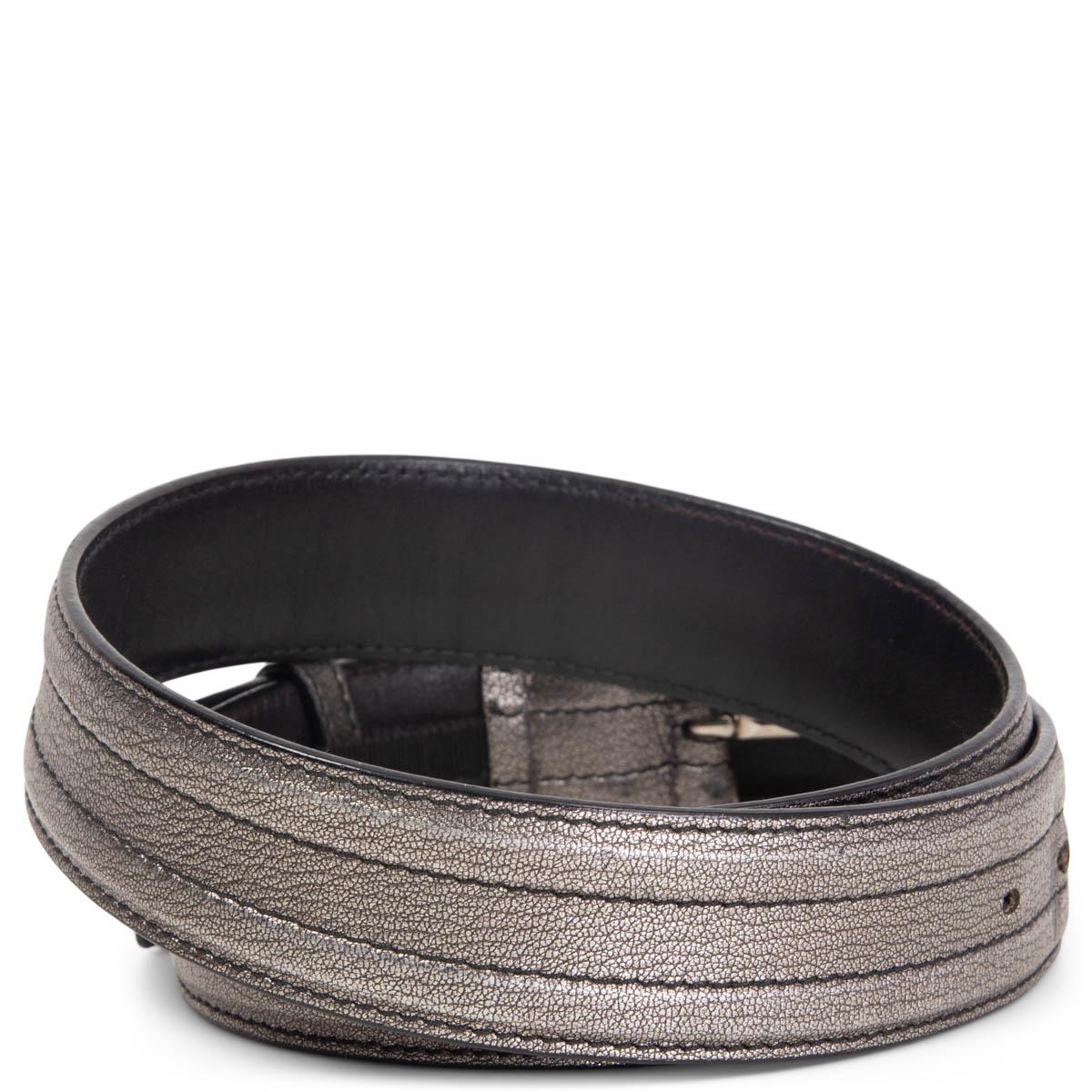 Silver JIL SANDER metallic silver leather Belt 95