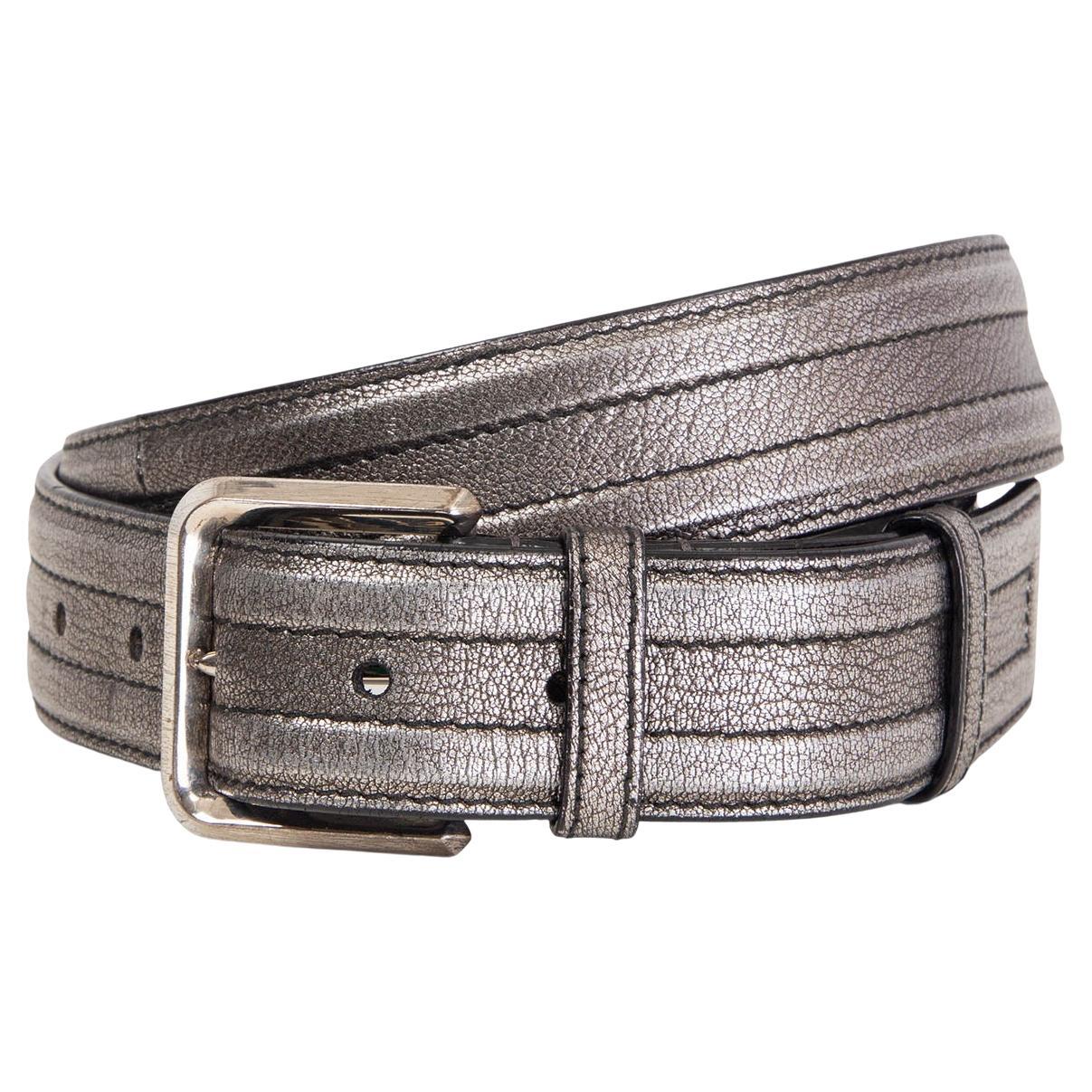 JIL SANDER metallic silver leather Belt 95