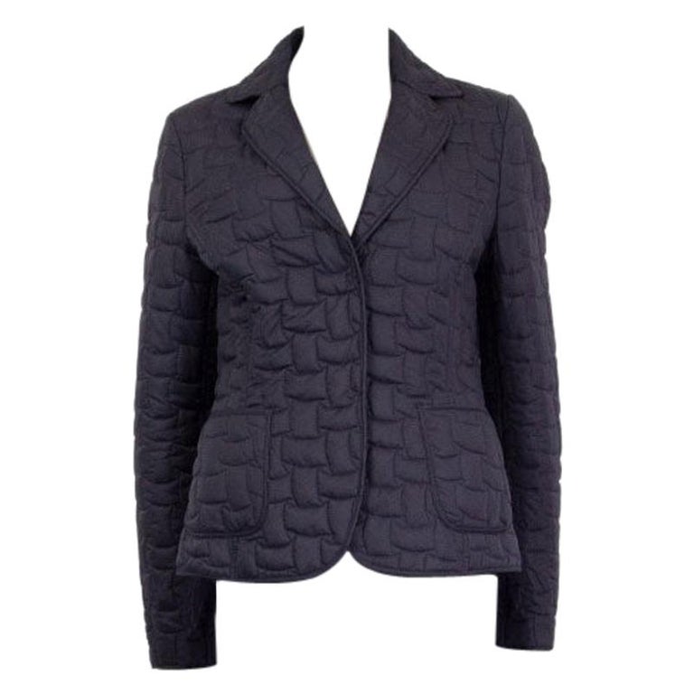 JIL SANDER Mitternachtsblaue Polyester QUILTED DOWN Jacke 40 S im