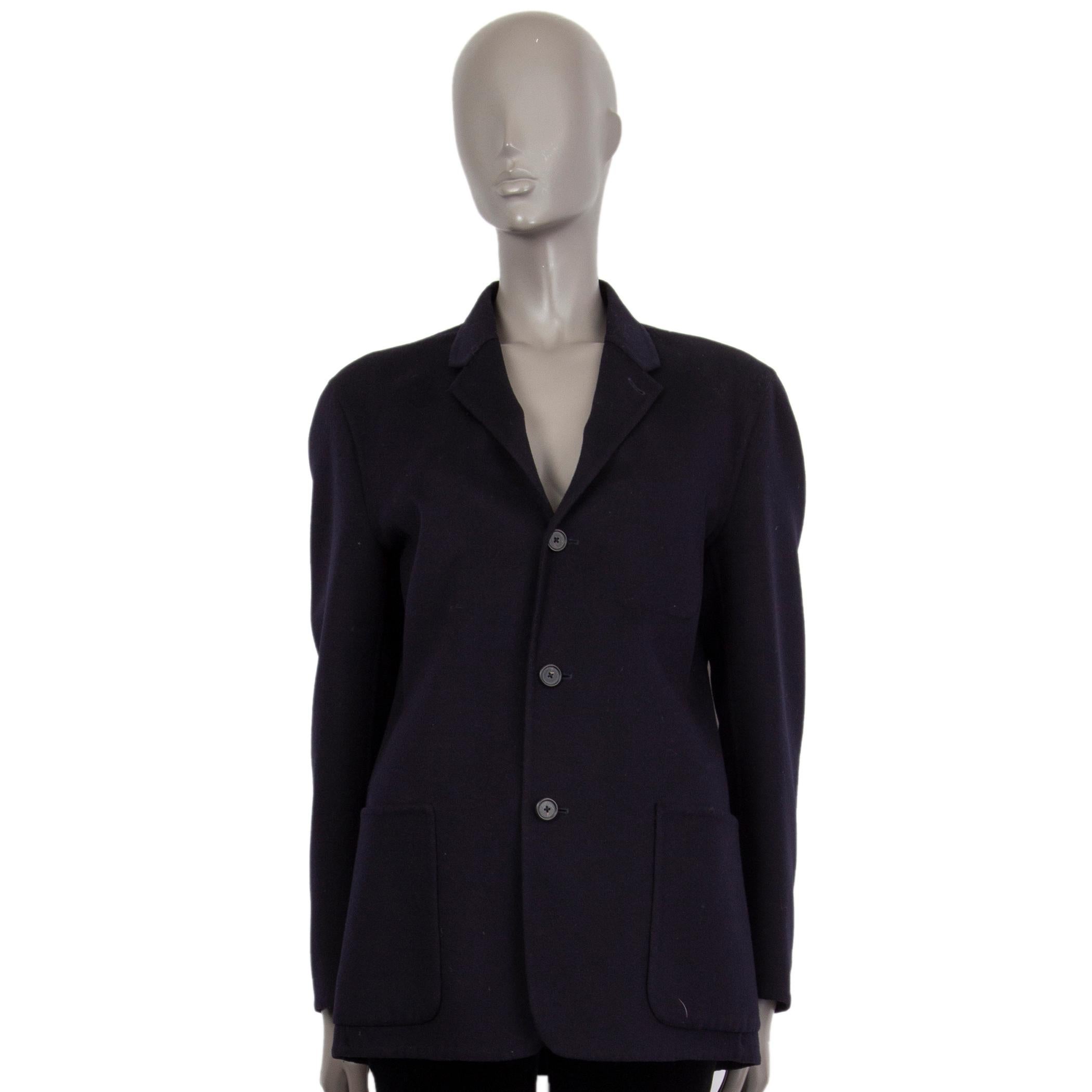 Women's JIL SANDER midnight blue wool DOUBLE FACE Blazer Jacket 48 3XL