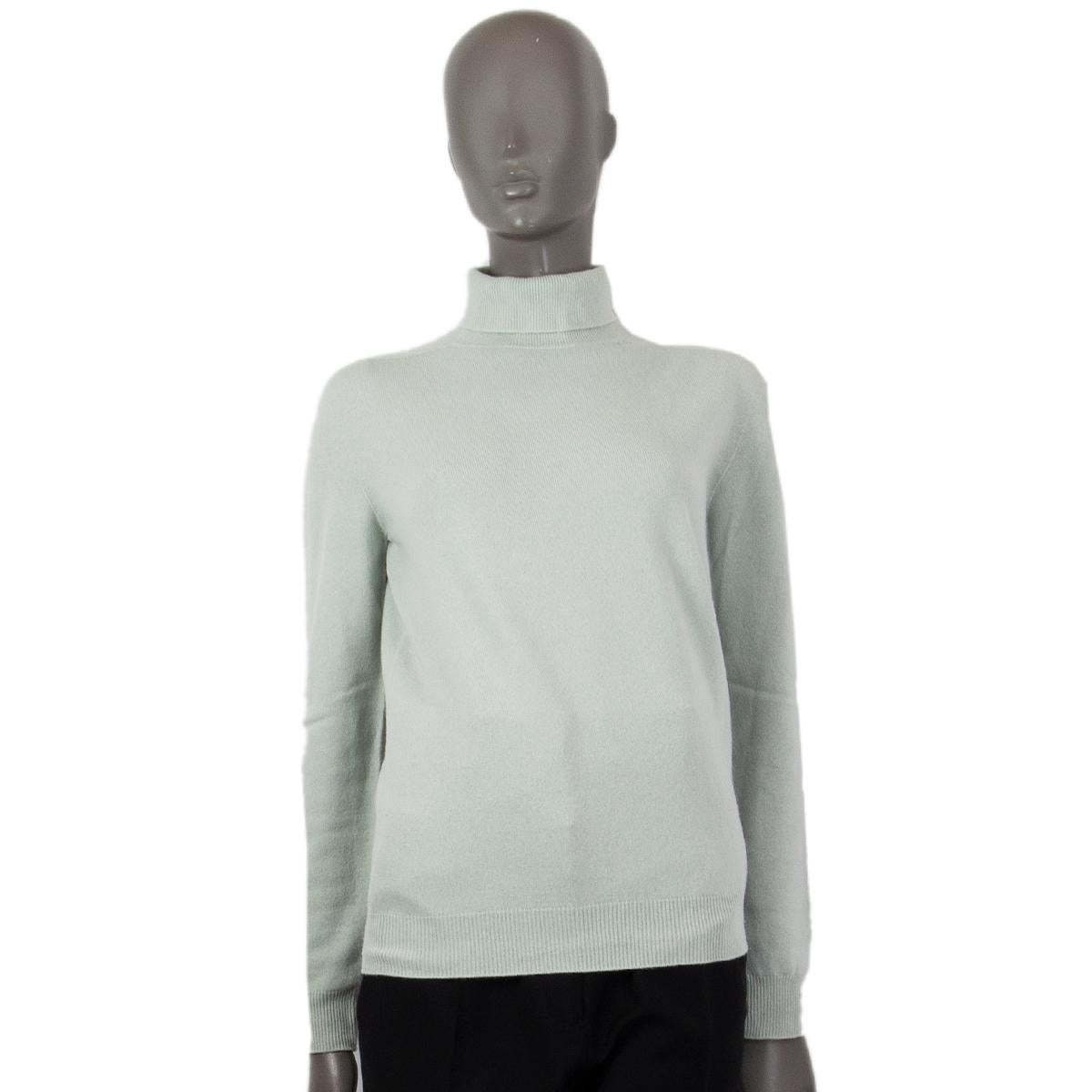 Gray JIL SANDER mint green cashmere TURTLENECK Sweater S