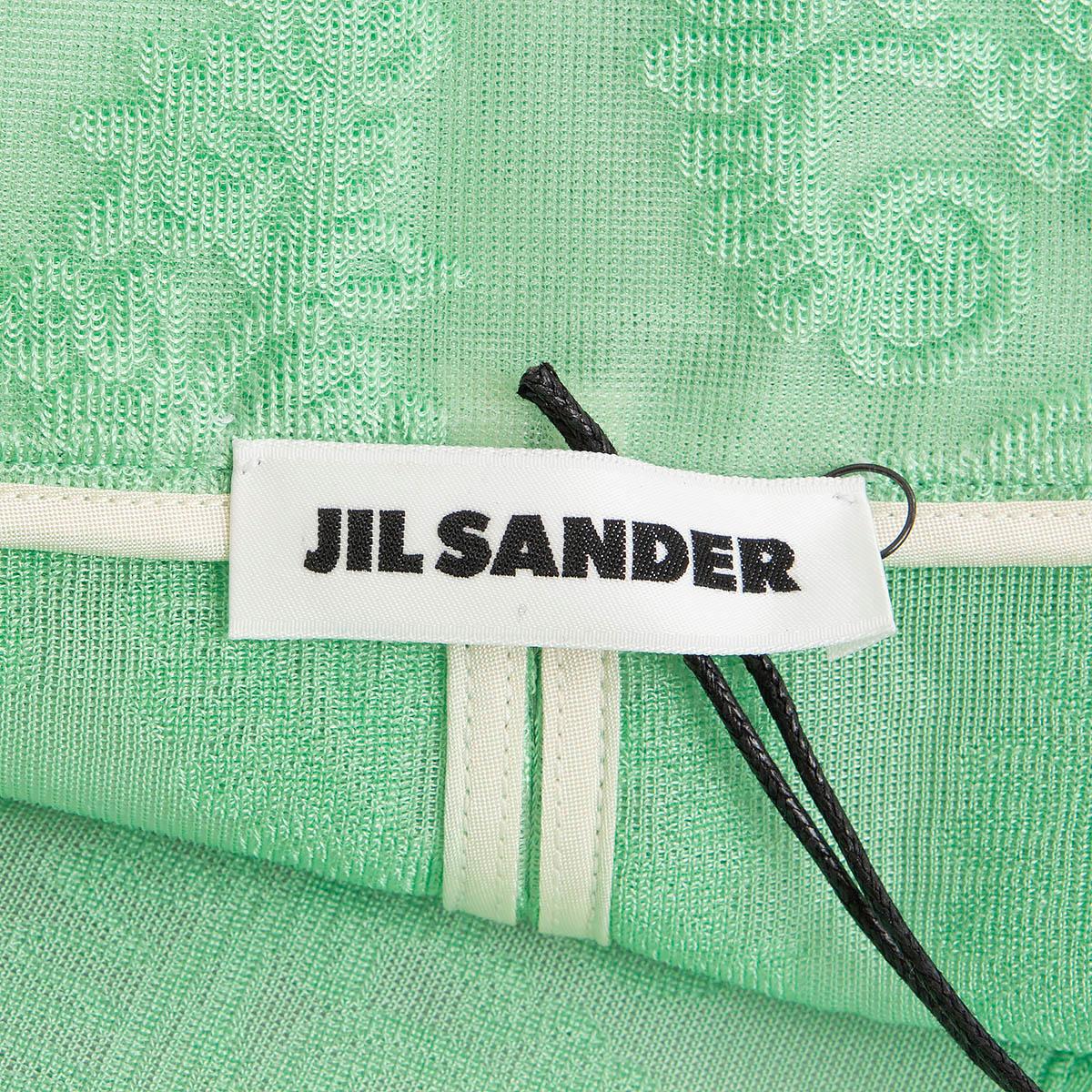 JIL SANDER mint green viscose 2022 JACQUARD CHENILLE PAISLEY MIDI  Skirt 34 XS For Sale 1