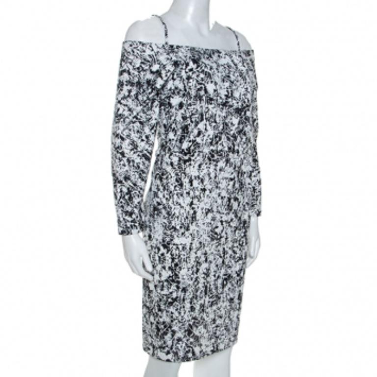 Jil Sander Vestido Risiko Monocromo de Algodón sin Hombros M Gris en venta