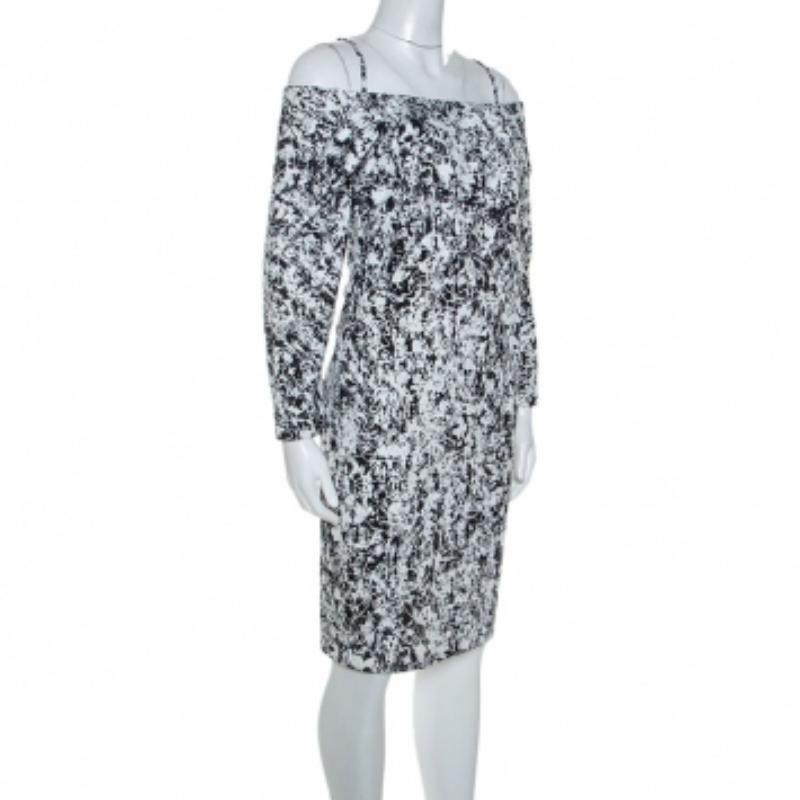 Jil Sander Monochromes schulterfreies Baumwoll-Risikokleid L (Grau) im Angebot