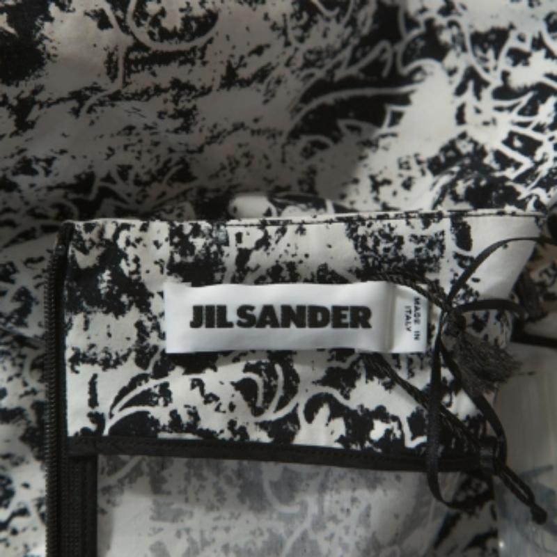 Jil Sander Monochromes schulterfreies Baumwoll-Risikokleid L Damen im Angebot