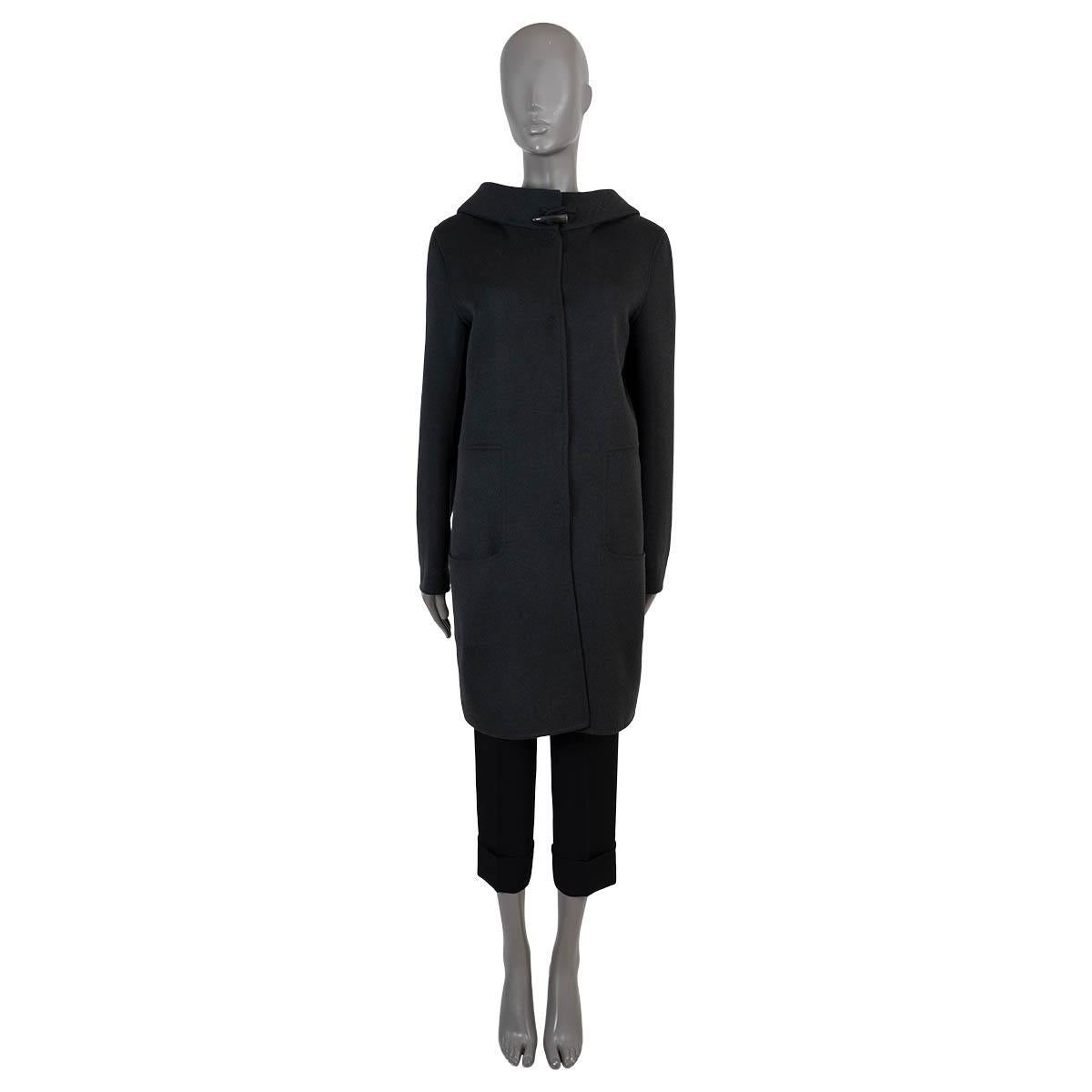 JIL SANDER Moosgrüner Wollmantel HORN BUTTON DUFFLE Jacke 40 L im Zustand „Hervorragend“ im Angebot in Zürich, CH