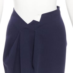 JIL SANDER navy asymmetric jagged cut out waistband skirt FR32 XXS
