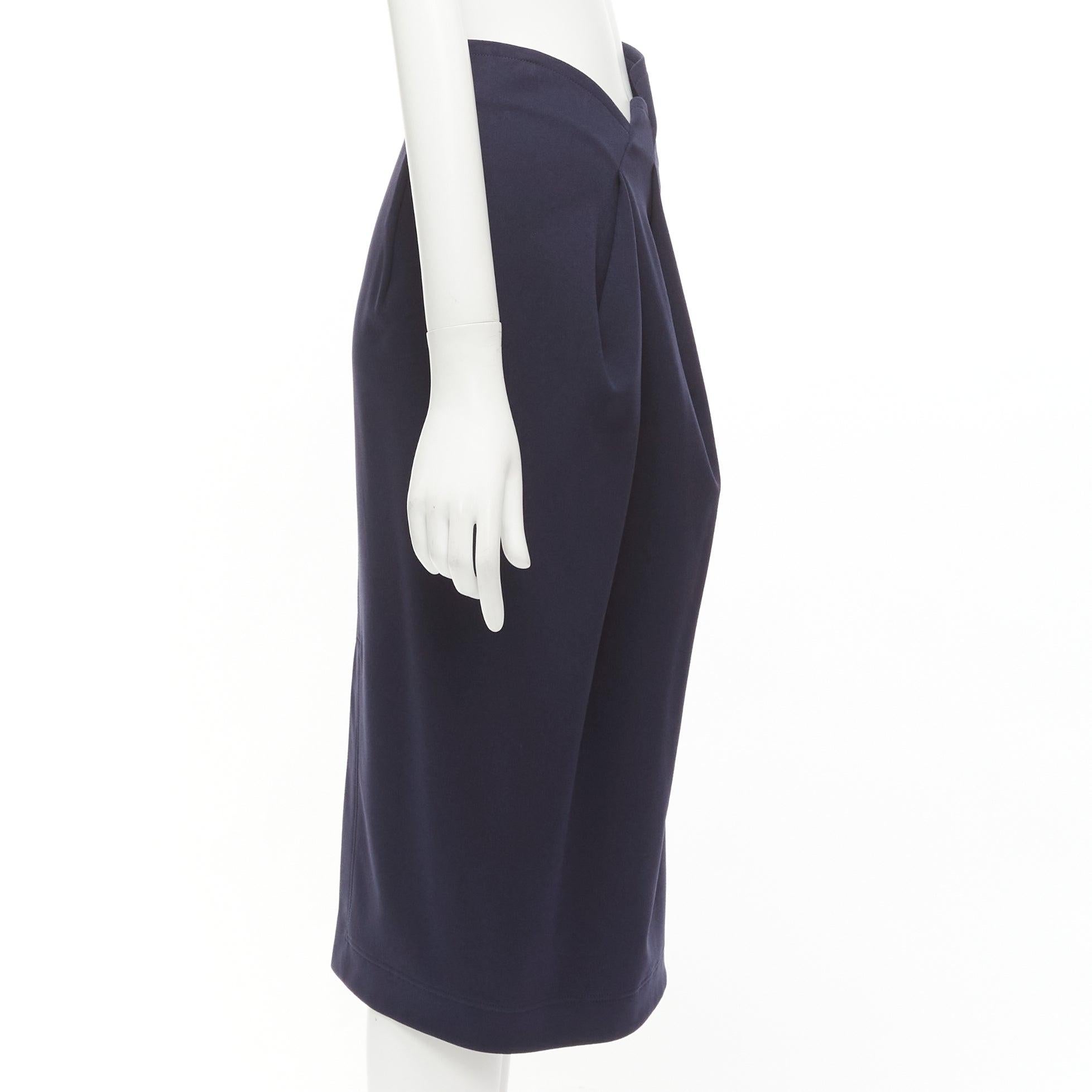 JIL SANDER navy asymmetric jagged cut out waistband skirt FR32 XXS In Excellent Condition For Sale In Hong Kong, NT