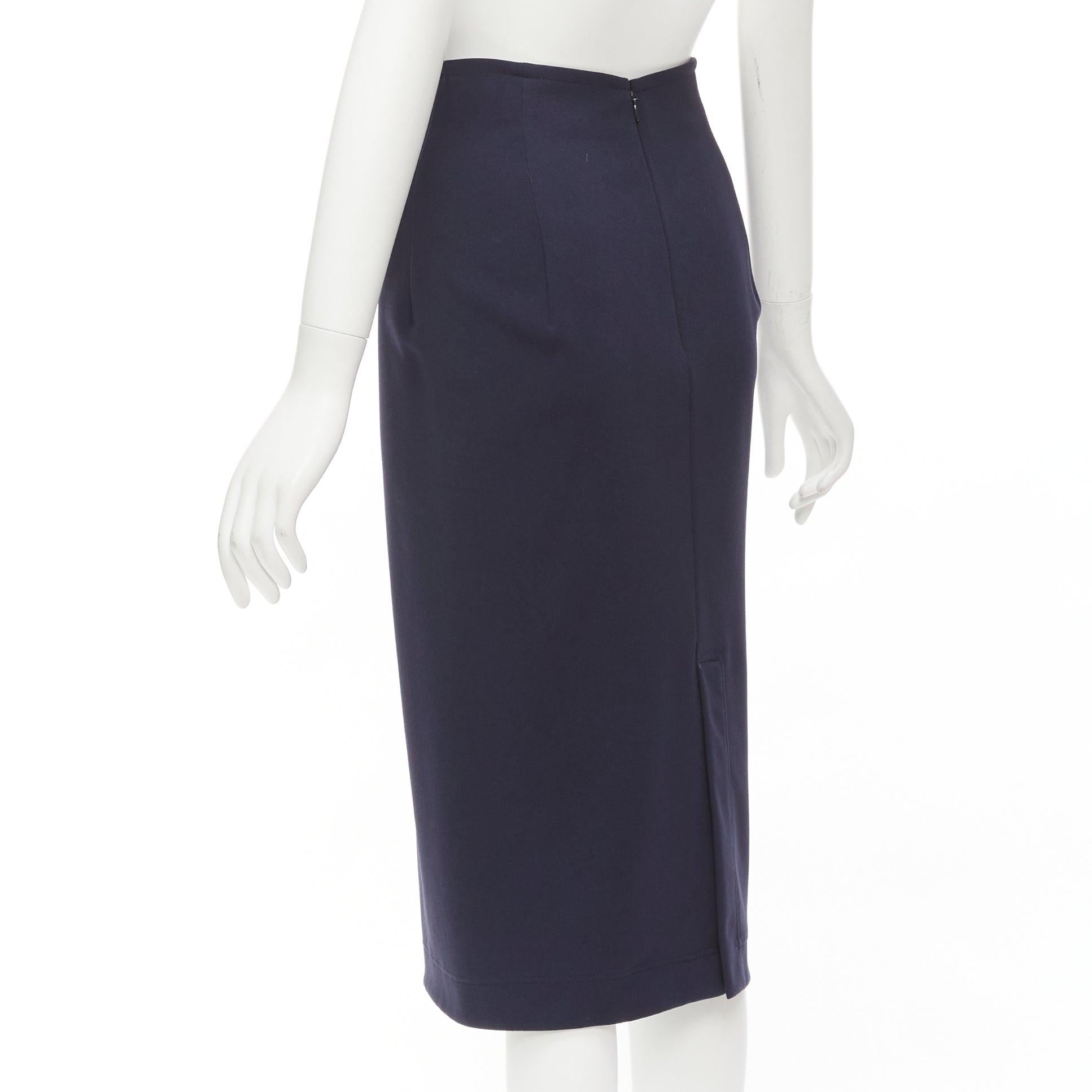 JIL SANDER navy asymmetric jagged cut out waistband skirt FR32 XXS For Sale 2