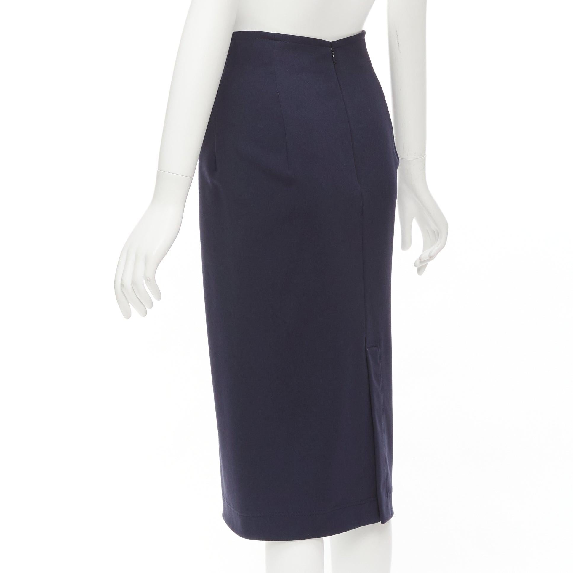 JIL SANDER navy asymmetric jagged cut out waistband skirt FR32 XXS For Sale 1