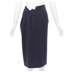 JIL SANDER navy jupe asymétrique à découpe dentelée à la taille FR32 XXS