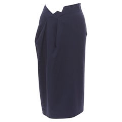 JIL SANDER Marineblauer asymmetrischer gezackter Ausschnitt am Bund Rock FR32 XXS
