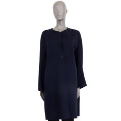 JIL SANDER navy blue cashmere Collarless Coat Jacket 42 XL