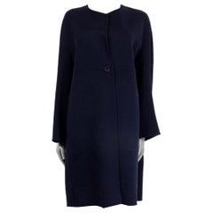 JIL SANDER navy blue cashmere Collarless Coat Jacket 42 XL