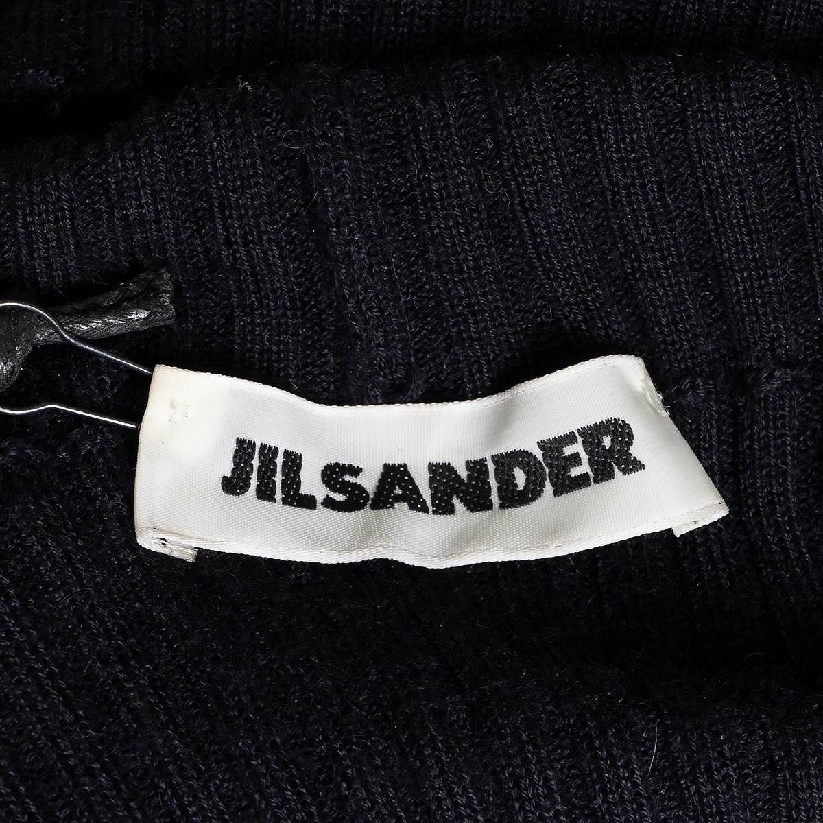 JIL SANDER navy blue cashmere RIB KNIT TURTLENECK Sweater 42 XL For Sale 2