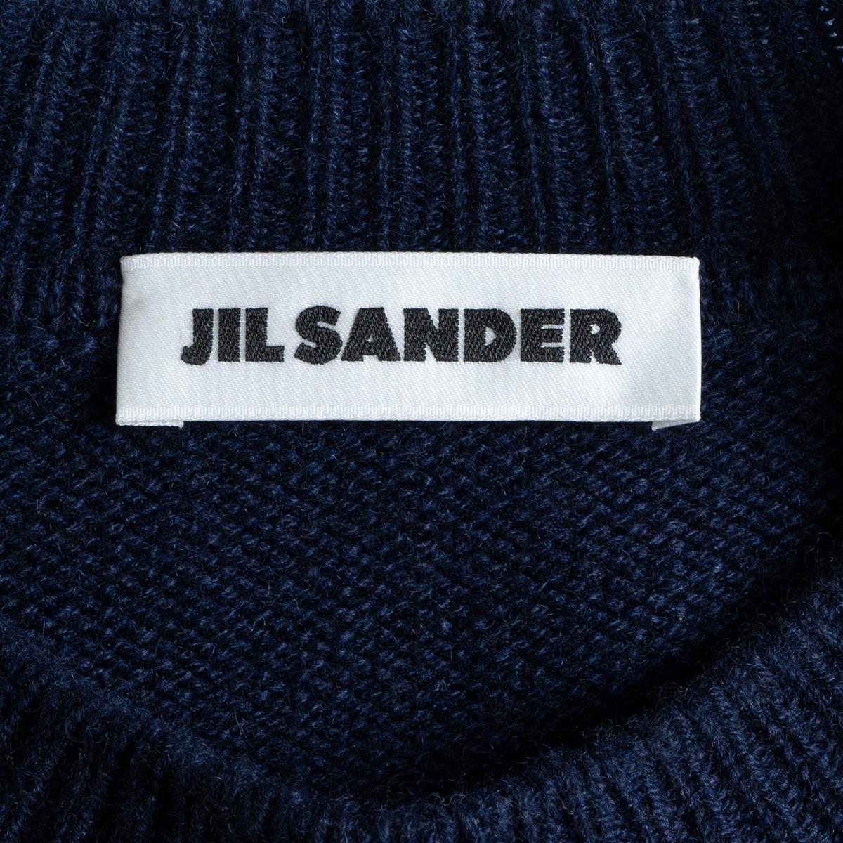 JIL SANDER navy blue cashmere SIDE SLIT CREWNECK Sweater 34 XS For Sale 3