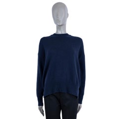 JIL SANDER navy blue cashmere SIDE SLIT CREWNECK Sweater 34 XS