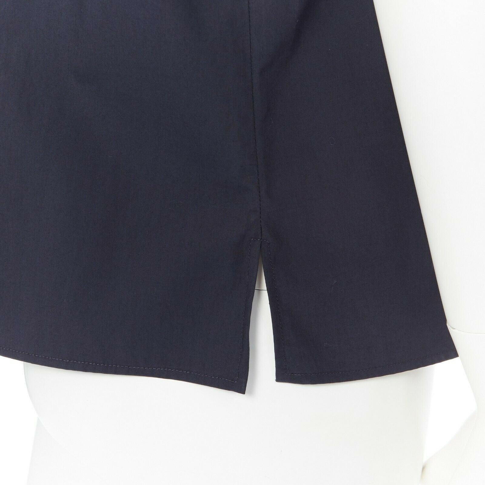 JIL SANDER navy blue cotton Cuban shirt notch collar pipe short sleeves FR34 2