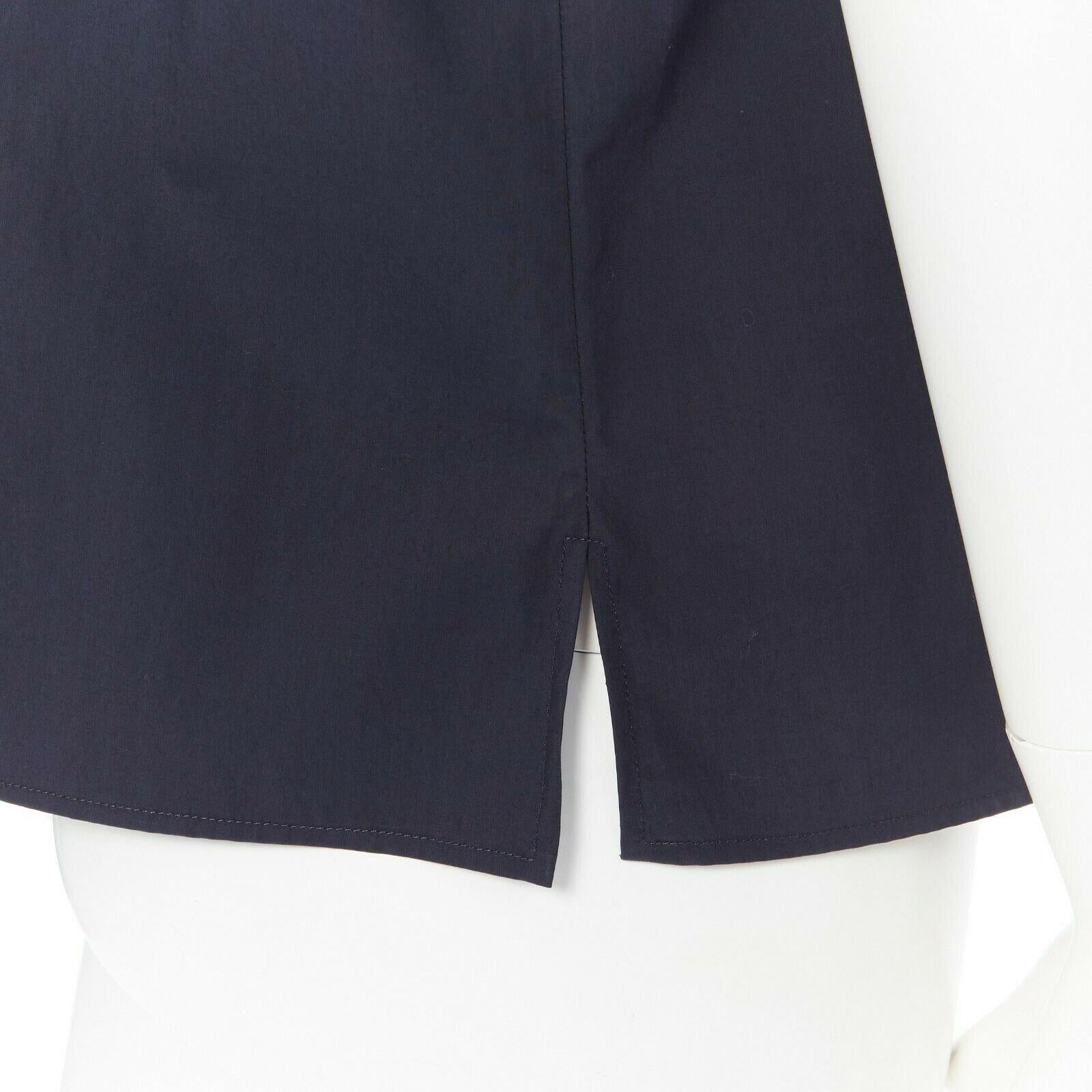 JIL SANDER camisa cubana de algodón azul marino cuello de muesca tubo manga corta FR34 5