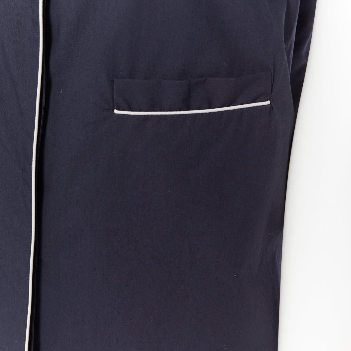 JIL SANDER navy blue cotton cuban shirt notch collar pipe short sleeves FR34 For Sale 2