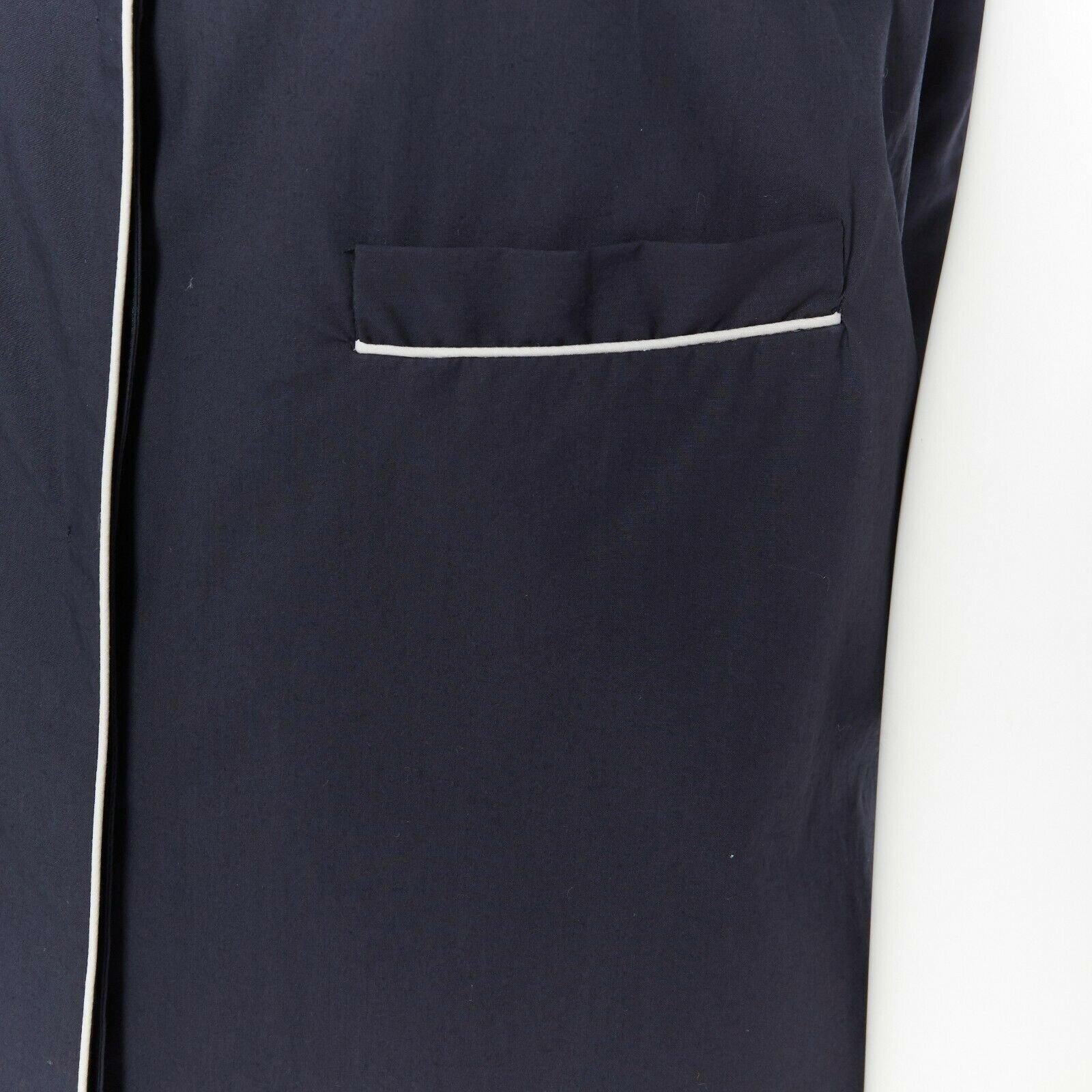 JIL SANDER navy blue cotton Cuban shirt notch collar pipe short sleeves FR34 1