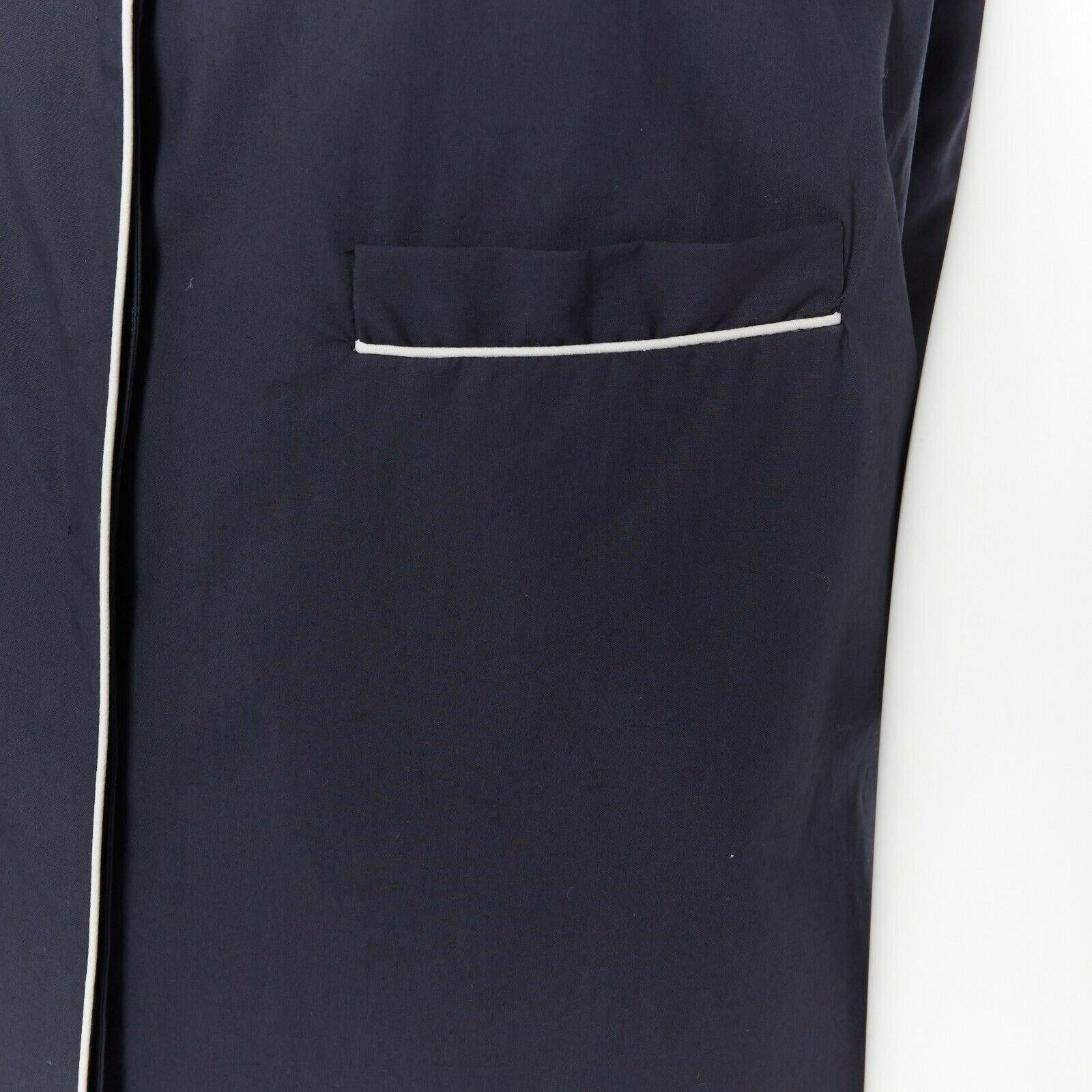 JIL SANDER camisa cubana de algodón azul marino cuello de muesca tubo manga corta FR34 4