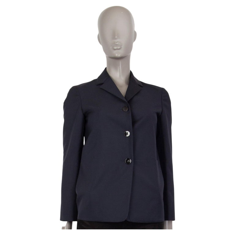 JIL SANDER navy blue wool Classic Blazer Jacket 34 XS For Sale at 1stDibs