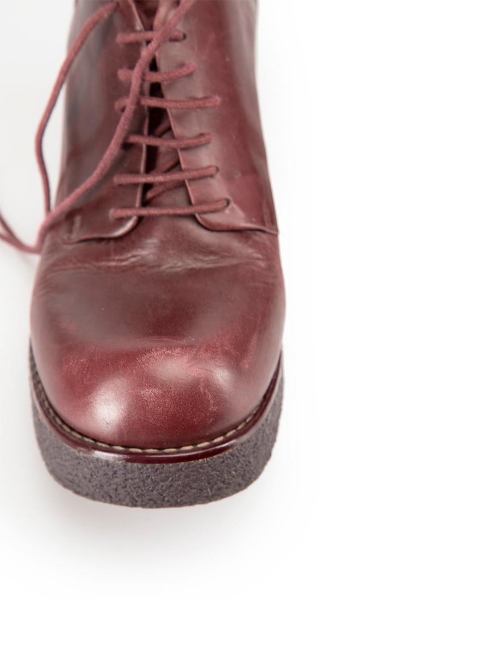 Jil Sander Navy Burgundy Leather Lace Up Oxford Heels Size UK 7 3