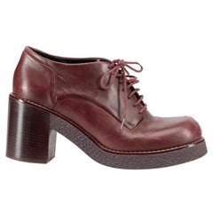 Jil Sander Navy Burgundy Leather Lace Up Oxford Heels Size UK 7