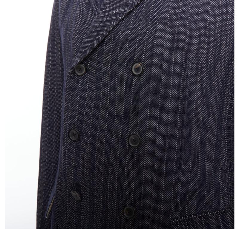 JIL SANDER navy cream cotton striped double breasted blazer IT48 M
Reference: PRWU/A00016
Brand: Jil Sander
Material: Cotton
Color: Navy, Cream
Pattern: Striped
Closure: Button
Lining: Beige Fabric
Made in: Italy

CONDITION:
Condition: Unworn in