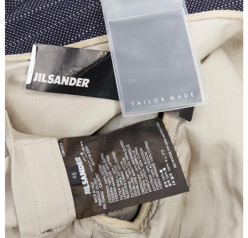 JIL SANDER navy cream cotton striped double breasted blazer IT48 M For Sale 3