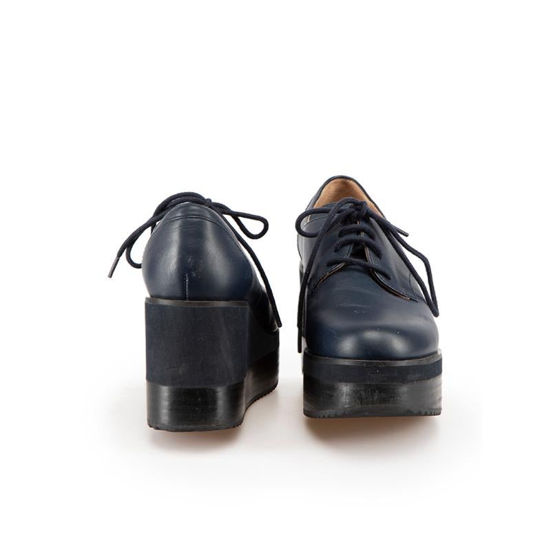 Jil Sander Navy Lace Up Platform Shoes Size IT 36 In Good Condition In London, GB