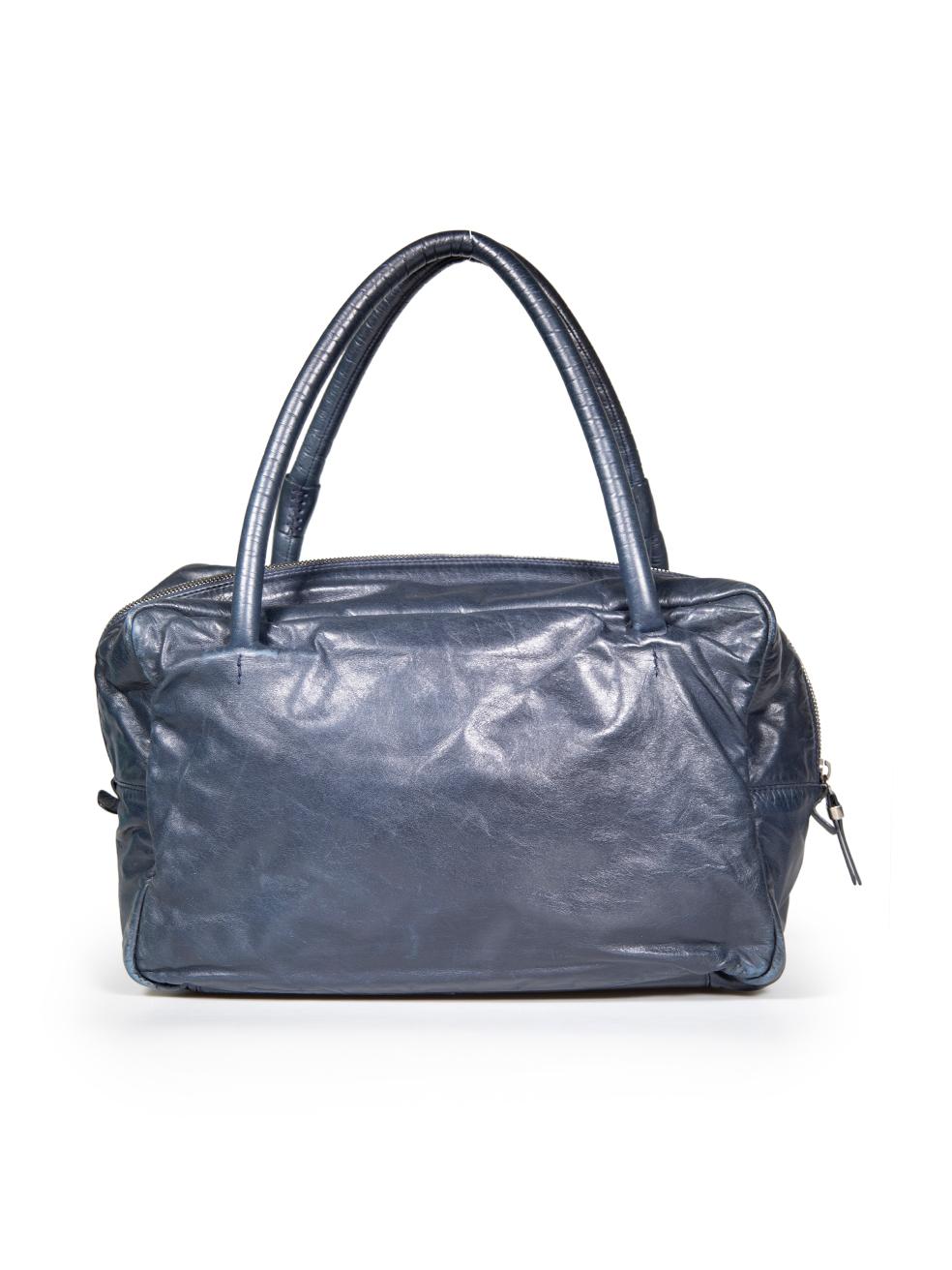 Jil Sander Navy Leather Shoulder Bag In Good Condition For Sale In London, GB