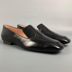 JIL SANDER Navy Size 8.5 Black Leather Square Toe Flats