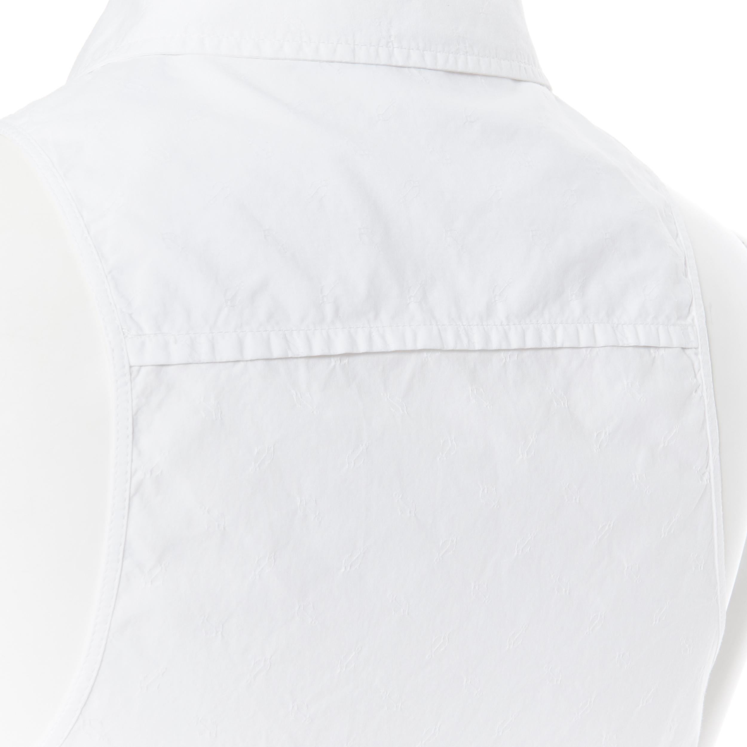JIL SANDER NAVY white cotton sailor anchor embroidered sleeveless shirt  FR34 XS 4