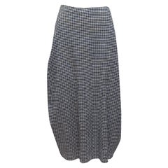 Jil Sander Navy & White Gingham Midi Skirt