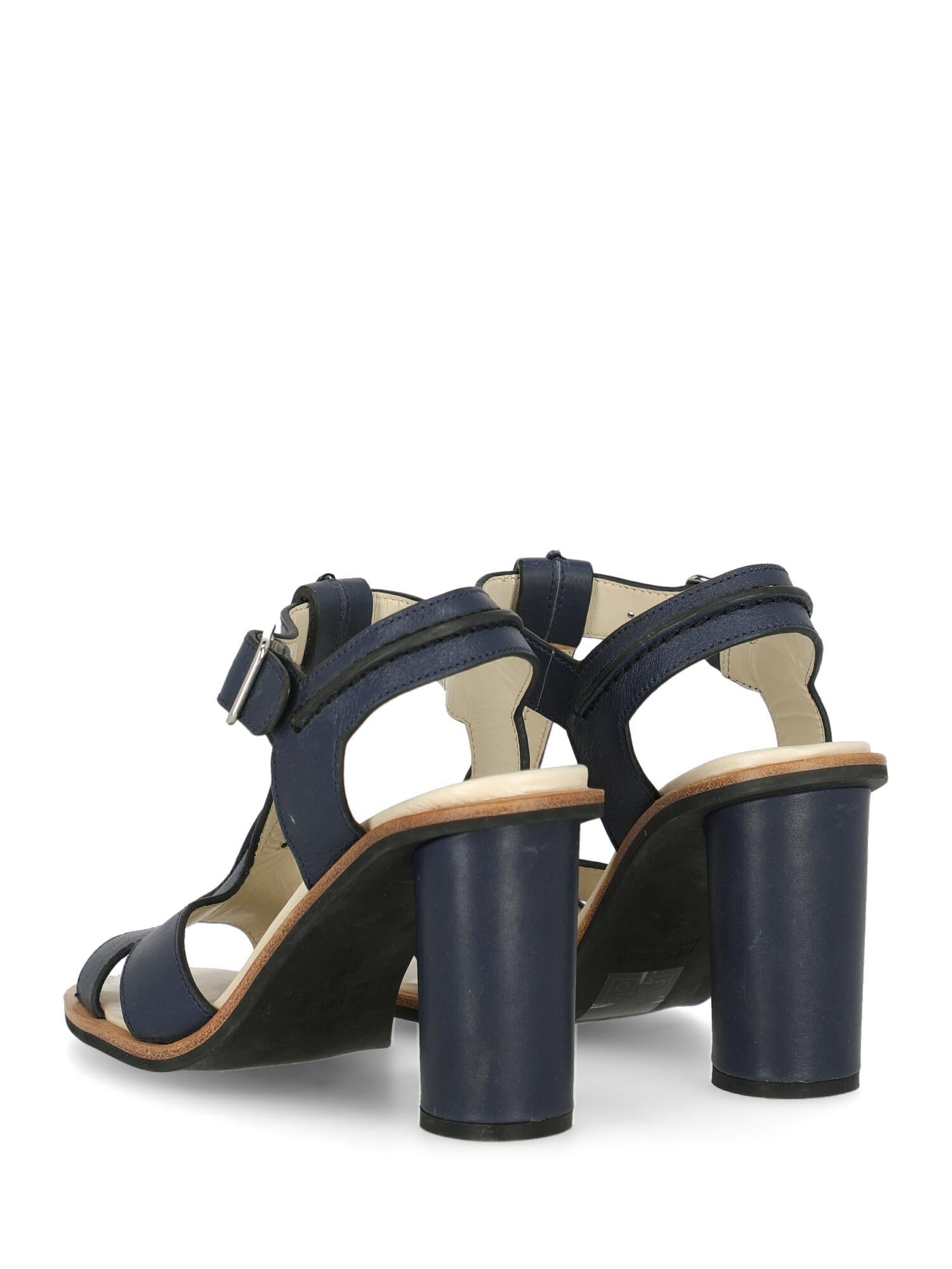 navy leather sandals