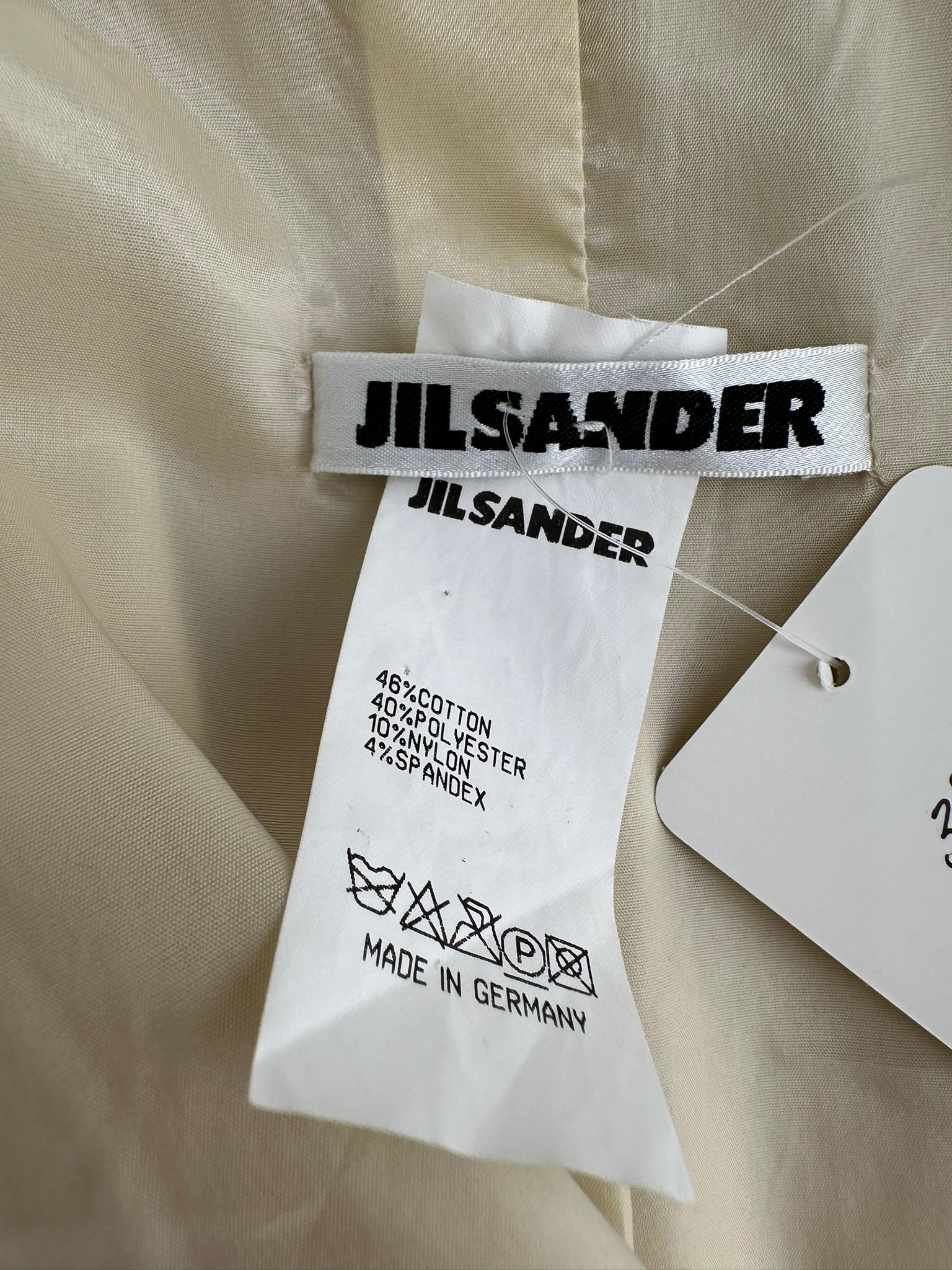 Jil Sander Off White Cotton Single Breasted Patch Pocket Jacket & Pant Set For Sale 13