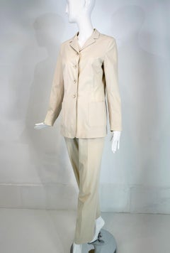 Jil Sander Off-White - Ensemble veste et pantalon en coton à boutonnage unique et poches plaquées